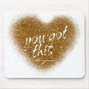 Mousepad Gold Glitter VOCÊ CONSEGUIU Glamour Heart Mouse Pa
