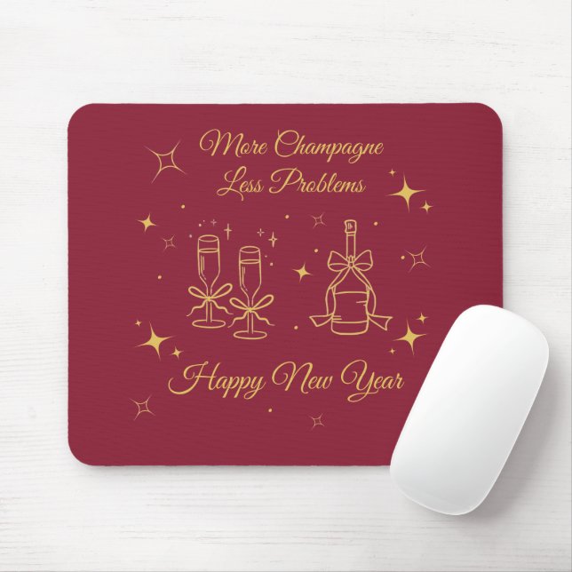 Mousepad Gold Line Art New Year Design (Com mouse)