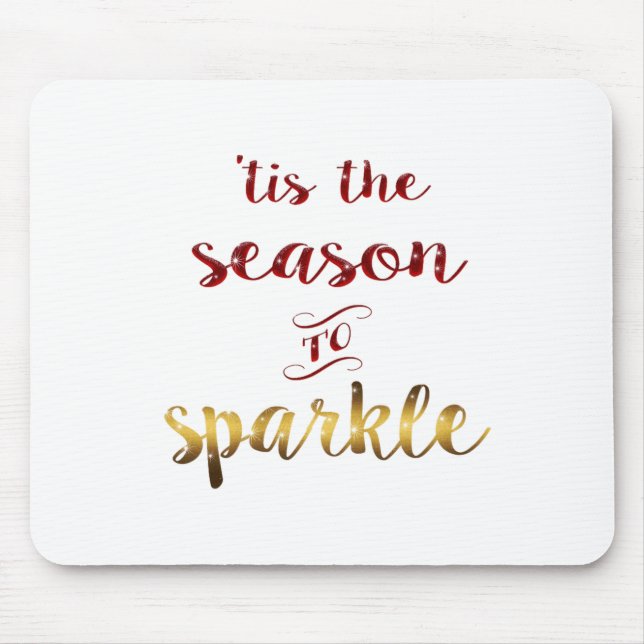 Mousepad Gold Red Tis The Season To Sparkle Handwriting  (Frente)