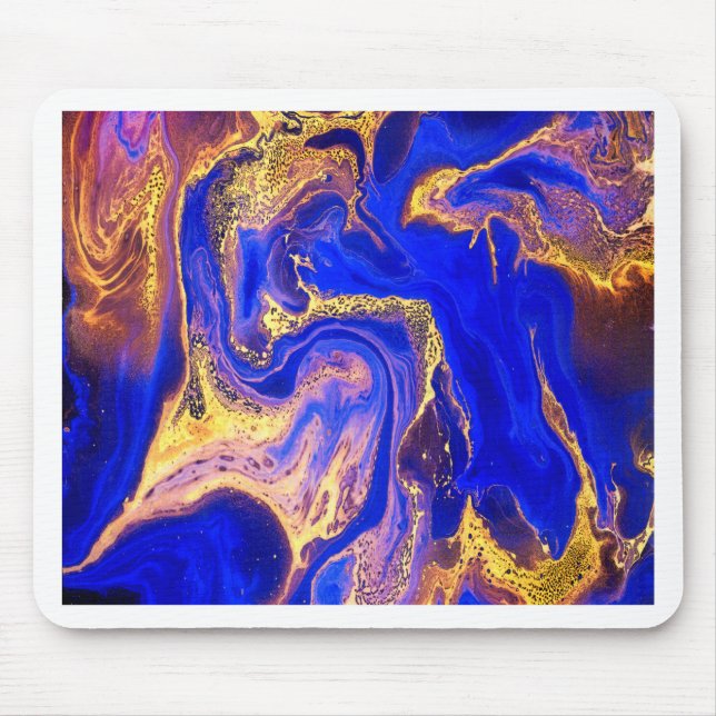 Mousepad gold, royal blue,marble,natural,swirl,stone,modern (Frente)
