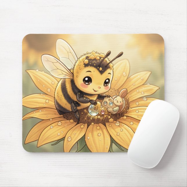 Mousepad Golden Bumblebee in Bloom Dance.4 (Com mouse)
