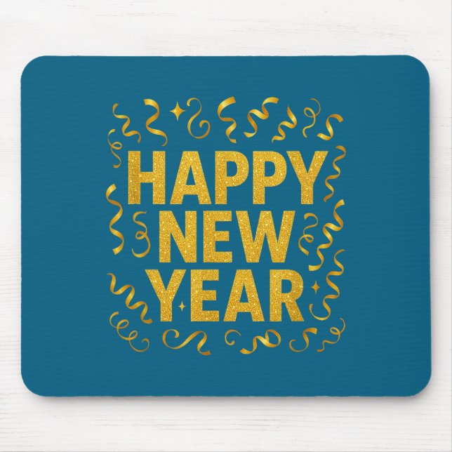 Mousepad Golden Confetti - New Year's Eve Happy New Year  (Frente)