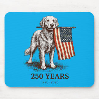 Mousepad Golden Retriever 250 Anos América Patriótico EUA