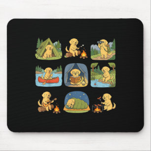 Mousepad Golden retriever acampando cachorro fofo fazendo t