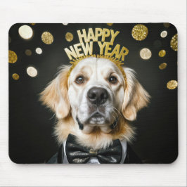 Mousepad Golden Retriever Ano Novo Smoking