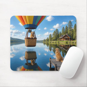 Mousepad Golden Retriever em um Balão de Ar Quente