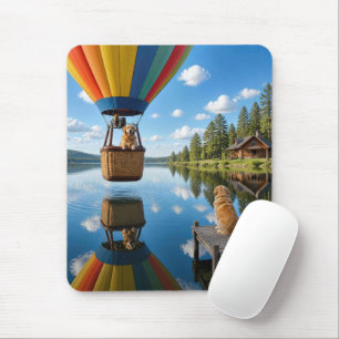 Mousepad Golden Retriever em um Balão de Ar Quente