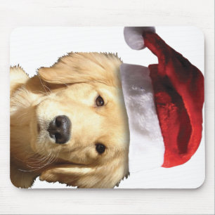 Mousepad Golden retriever no chapéu do papai noel