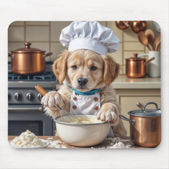 Mousepad Golden Retriever Puppy Chef (Frente)
