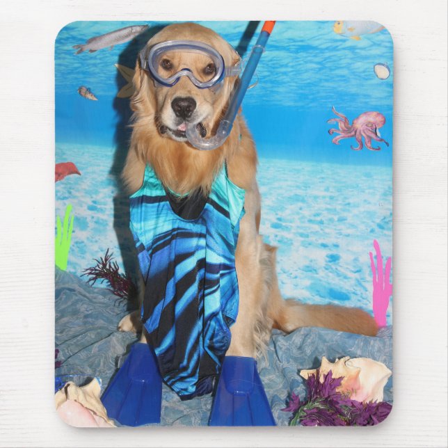 Mousepad Golden retriever Snorkeler (Frente)