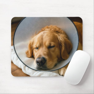 Mousepad Golden Retriever Usando um Colar Médico