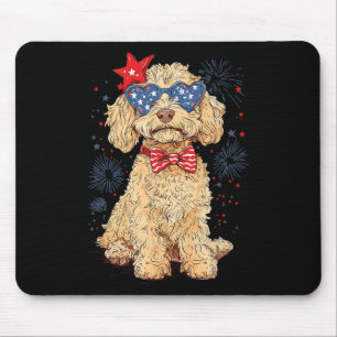 Mousepad Goldendoodle 4 de Julho Patriótico Golden Doodle D