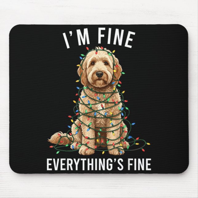Mousepad Goldendoodle Christmas I'm Fine Everything Is Fine (Frente)