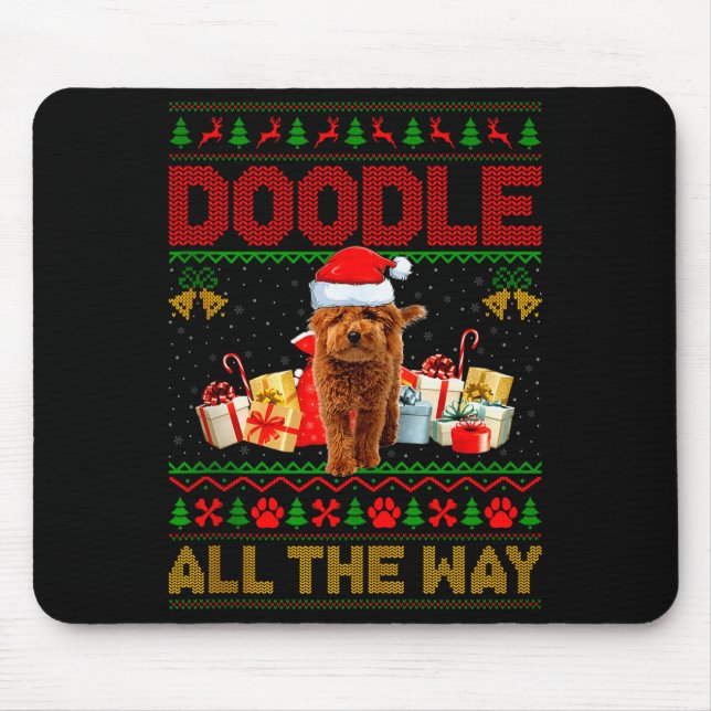 Mousepad Goldendoodle Dog Ugly Christmas Sweaters Pet Dog L (Frente)