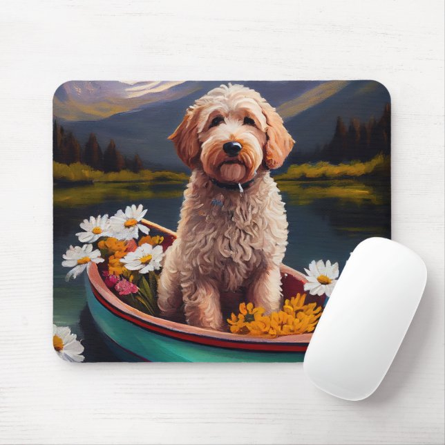 Mousepad Goldendoodle em um remo: Uma aventura cêntrica (Com mouse)