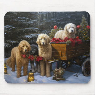 Mousepad Goldendoodle Nevado Trenó Natal Decoração