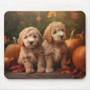 Mousepad Goldendoodle Puppy Autumn Delight Pumpkin
