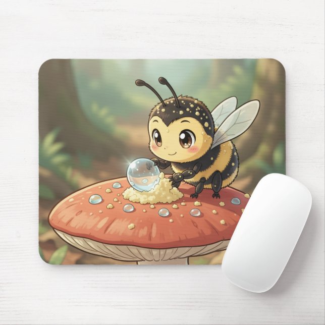 Mousepad Goldene Hummel im Blütentanz  (Com mouse)