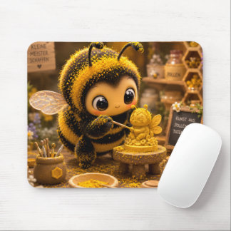 Mousepad Goldene Hummel im Blütentanz.12
