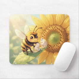 Mousepad Goldene Hummel im Blütentanz.4