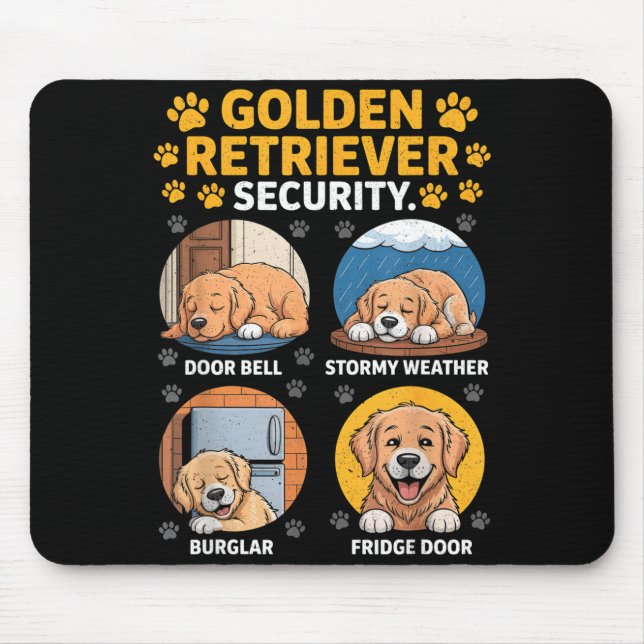 Mousepad Goldens Tee Golden Retriever Security Funny  (Frente)