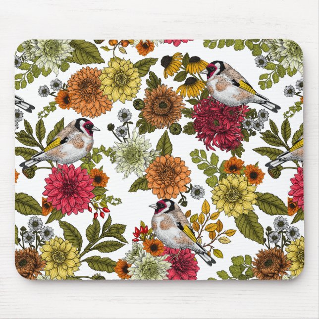 Mousepad Goldfinches no jardim (Frente)