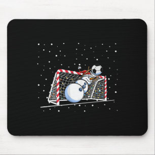 Mousepad Goleiro Boneco de Neve Natal Futebol Jogador Homen