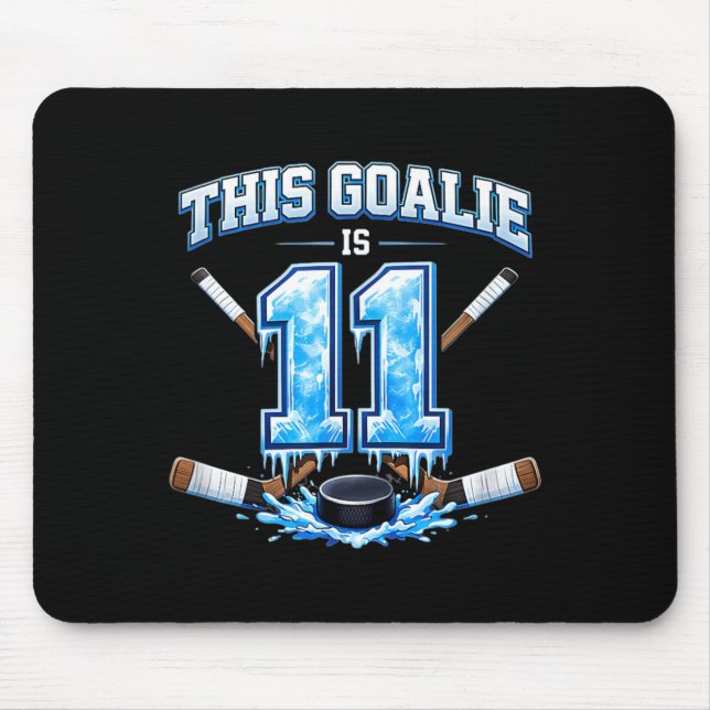 Mousepad Goleiro de hóquei no gelo de aniversário de 11 ano (Frente)