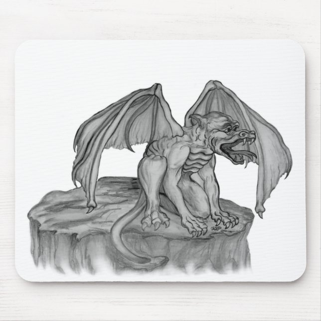 Mousepad GOLEM - Gargoyle Design preto-e-branco (Frente)