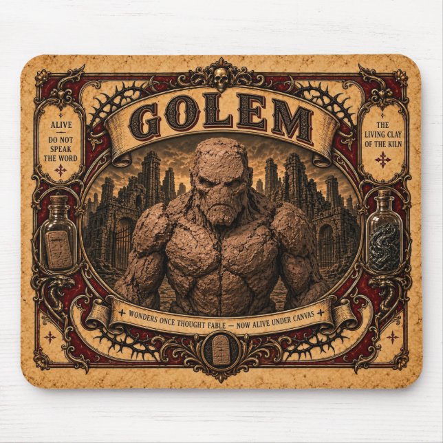 Mousepad Golem, Monstro de Circo Vintage (Frente)