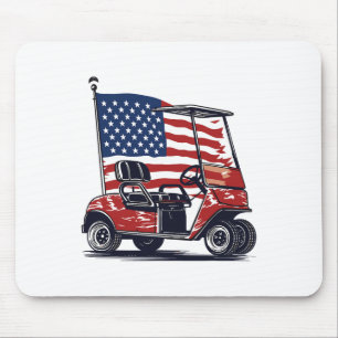 Mousepad Golf Cart American Flag 4 De Julho Esporte Patriot