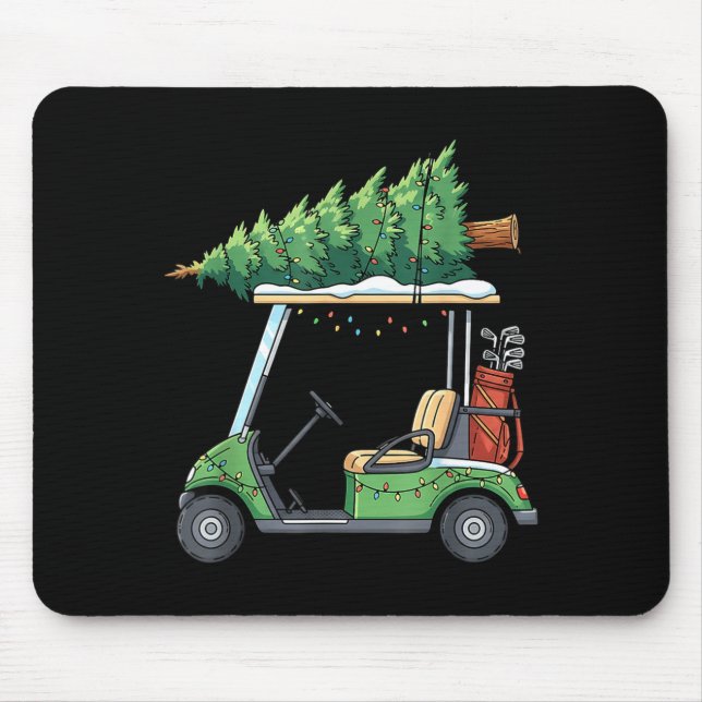 Mousepad Golf Cart Christmas Tree Lights Funny For Men Wome (Frente)