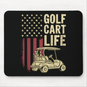 Mousepad Golf Cart Life Usa Flag Funny Golfing Pai Marido