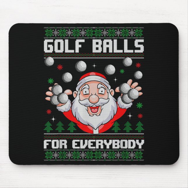 Mousepad Golf For Everybody Santa Ugly Christmas Golfing  (Frente)