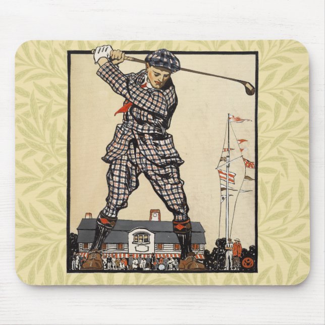 Mousepad Golf Golfer Vintage Antiguamente Golfe (Frente)
