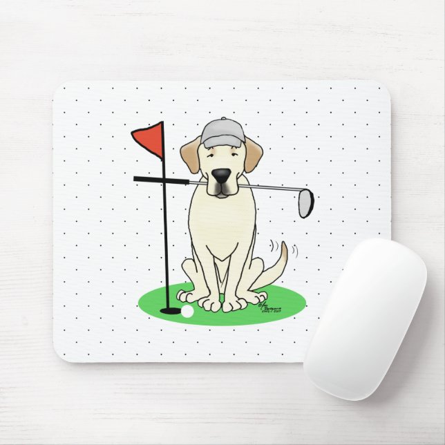 Mousepad Golf Golfing Yellow Lab Labrador Retriever Cachorr (Com mouse)