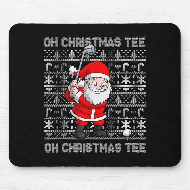 Mousepad Golf Oh Christmas Tee Santa Claus Golfer Golfing S (Frente)
