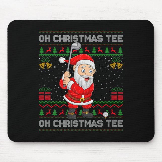 Mousepad Golf Oh Christmas Tee Santa Playing Golf Golfer Ug (Frente)