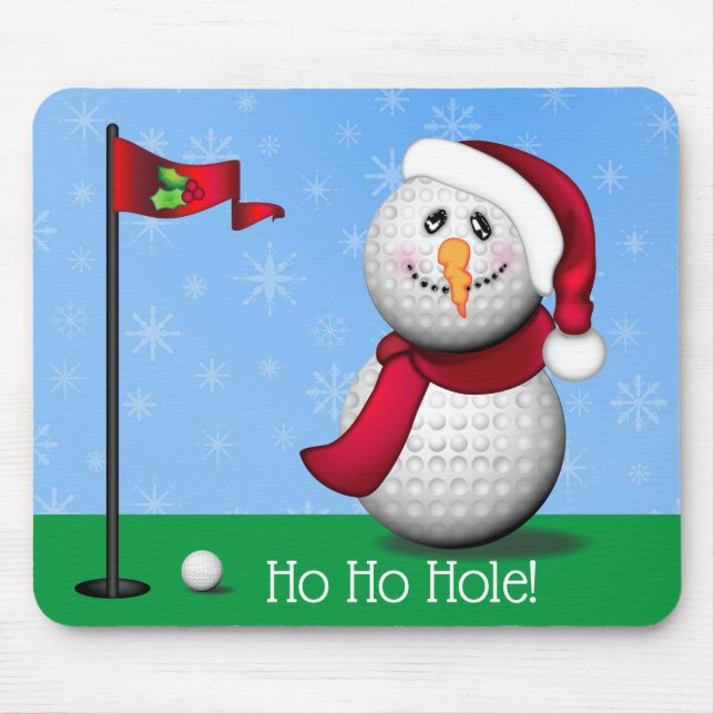 Mousepad Golf Snowman Ho Ho Hole! (Frente)