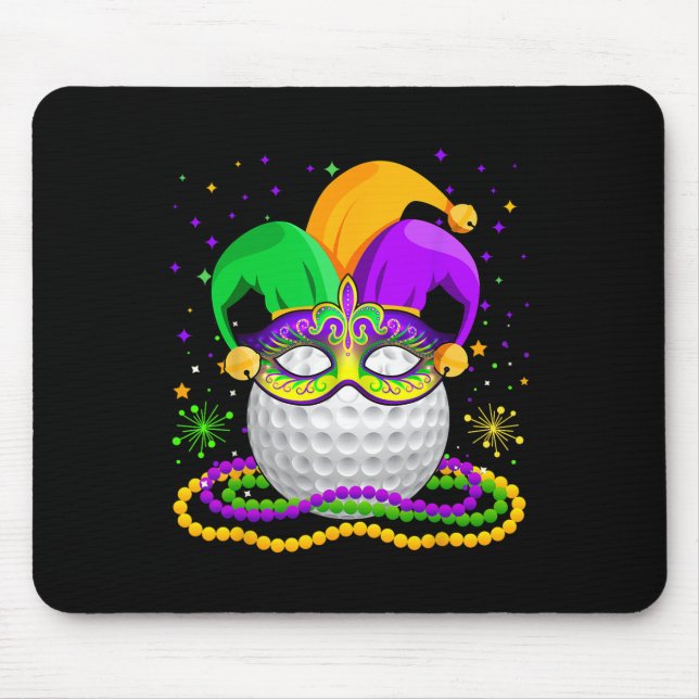 Mousepad Golf Vestindo Jester Hat Miçangas Mascaradas Mardi (Frente)