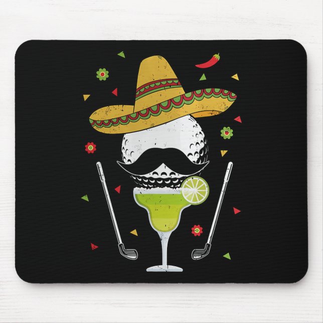 Mousepad Golfe Cinco De Mayo Com Sombrero E Margarita (Frente)