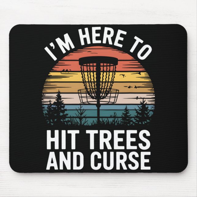 Mousepad Golfe de Disco Engraçado Bate Árvores e Xinga Retr (Frente)