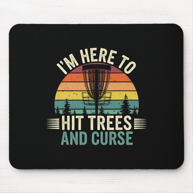 Mousepad Golfe de Disco Engraçado Bate Árvores e Xinga Retr (Frente)
