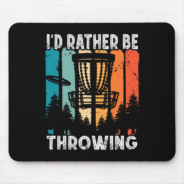 Mousepad Golfe de Disco Retro Frolf Voador Eu Preferiria Se (Frente)