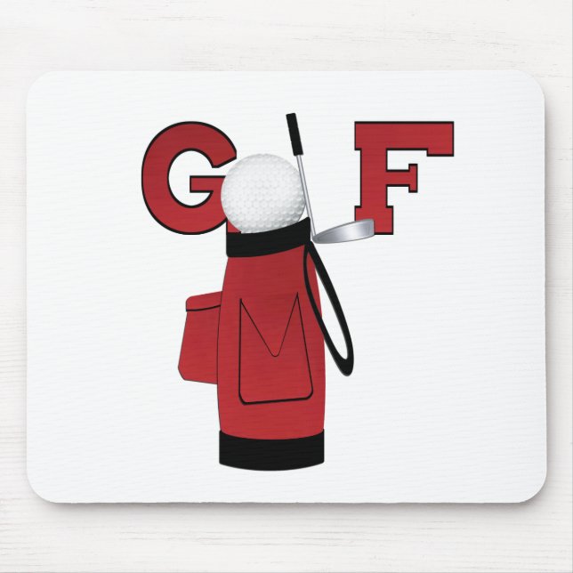 Mousepad Golfe vermelho do saco de golfe (Frente)