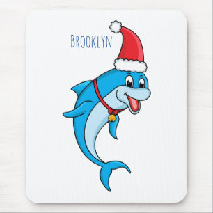 Mousepad Golfinho bonito com desenho animado de Papai Noel