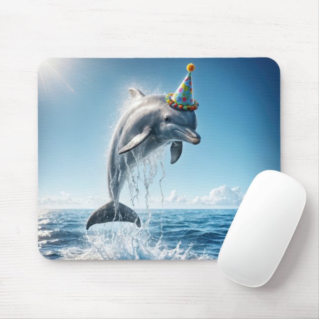Mousepad Golfinho com chapéu de festa (Com mouse)