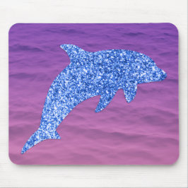 Mousepad Golfinho De Brilho Azul No Mar Rosa E Roxo