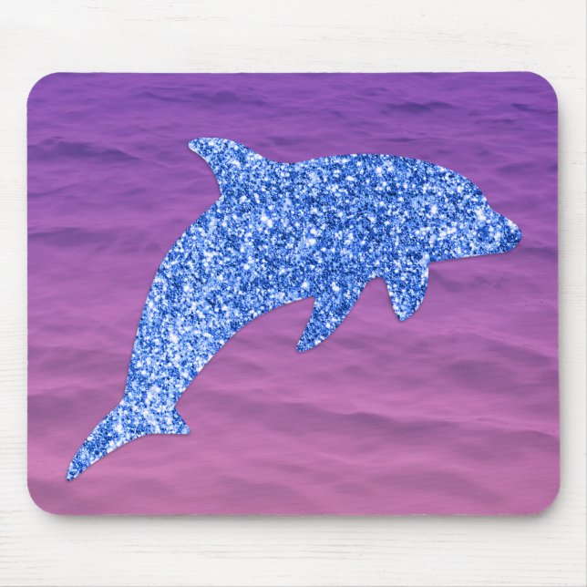 Mousepad Golfinho De Brilho Azul No Mar Rosa E Roxo (Frente)