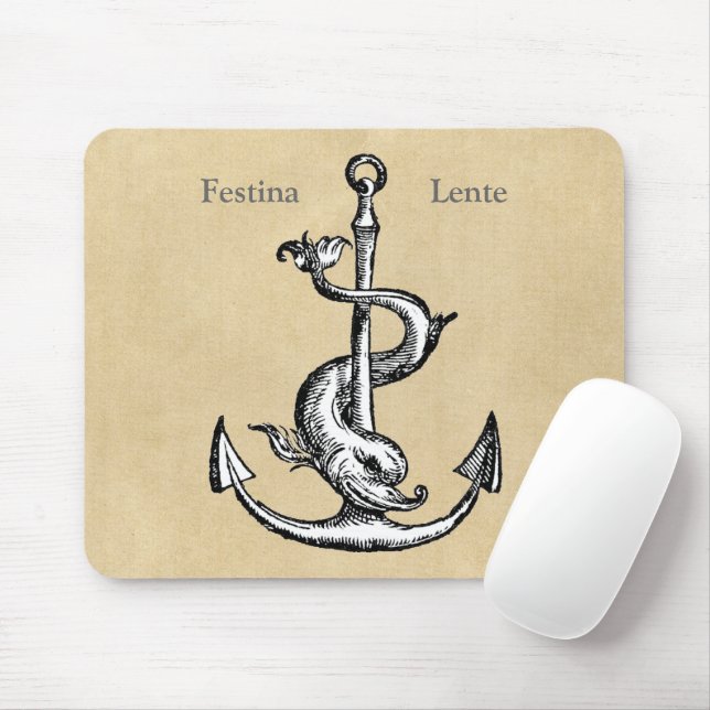 Mousepad Golfinho e âncora - Festina Lente (Com mouse)